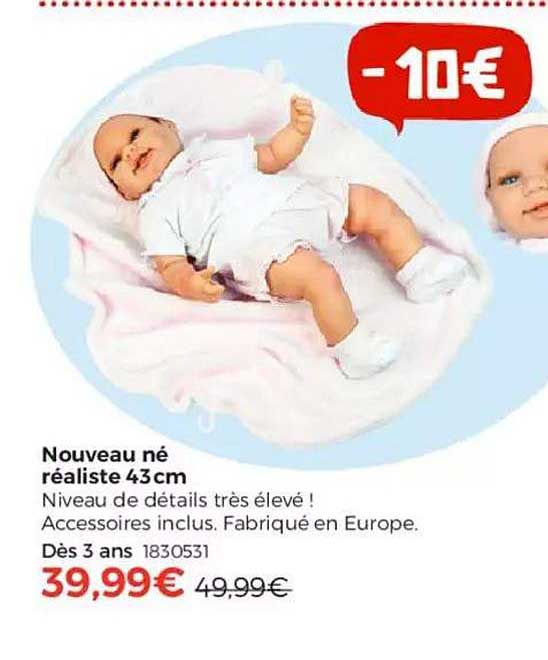 nouveau né réaliste 43 cm