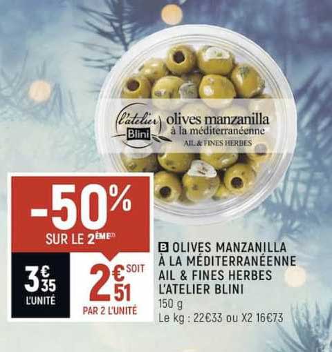 olives manzanilla à la méditerranéenne ail & fines herbes l'atelier blini
