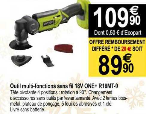 outil multi-fonctions sans fil 18v one+ r18mt-0 ryobi