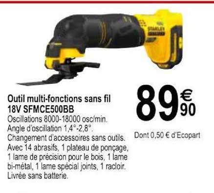 outil multi fonctions sans fil 18v sfmce500bb stanley