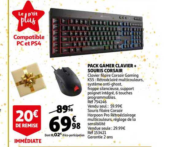 Pack Gamer Clavier+ Souris Corsair