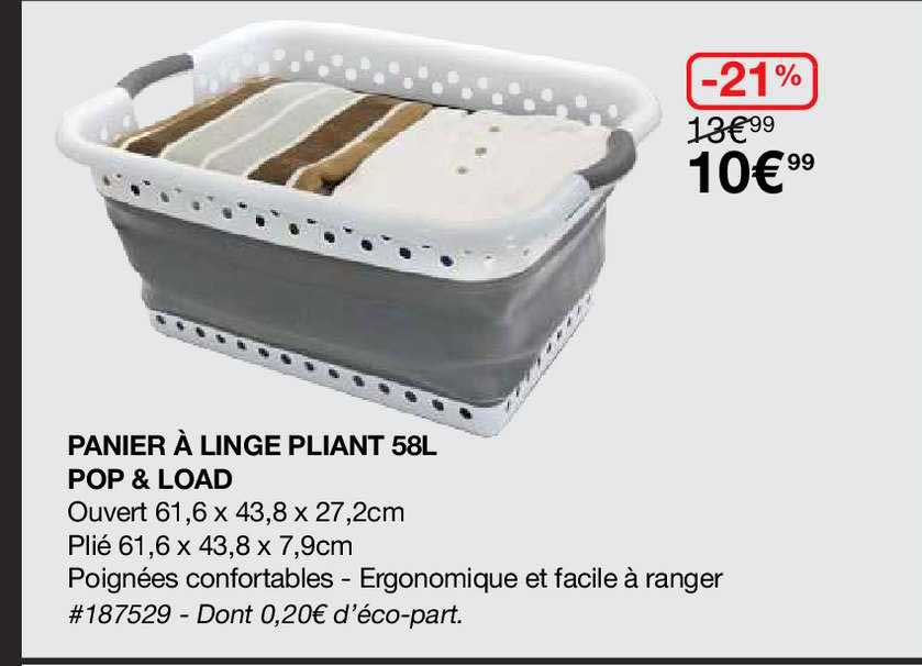 panier à linge pliant 58l pom & load