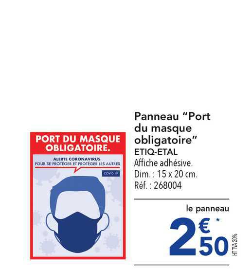 panneau port du masque obligatorie etiq etal