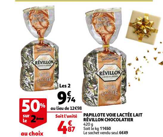 papillote voie lactée lait révillon chocolatier