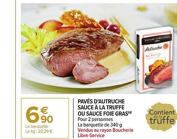 pavés d'autruche sauce à la truffe ou sauce foie gras