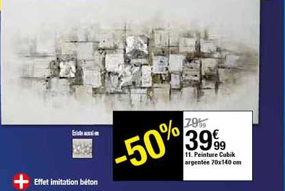 peinture cubik argentée 70 x 140 cm