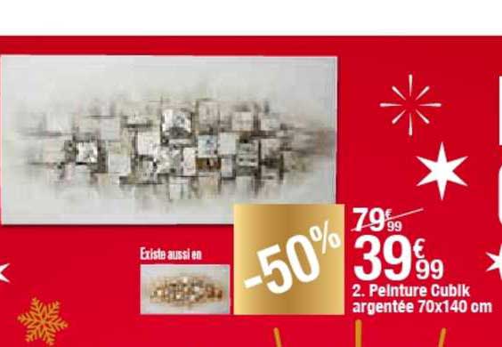 peinture cubik argentée 70 x 140 cm