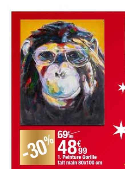 peinture gorille fait main 80 x 100 cm