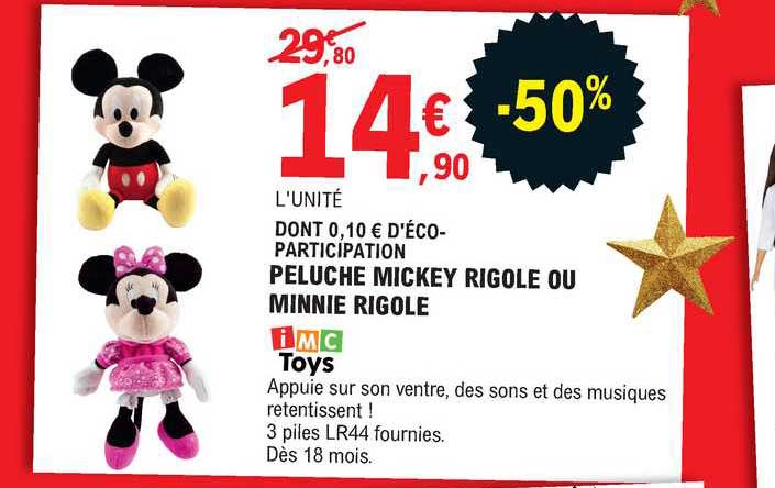 peluche mickey rigole ou minnie rigole
