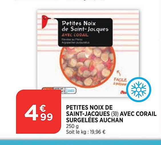 petites noix de saint jacques avec corail surgelées auchan