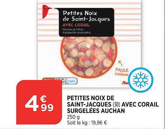 petites noix de saint jacques avec corail surgelées auchan