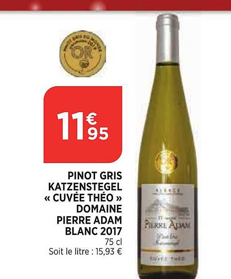 pinot gris katzenstegel «cuvée théo» domaine pierre adam blanc 2017