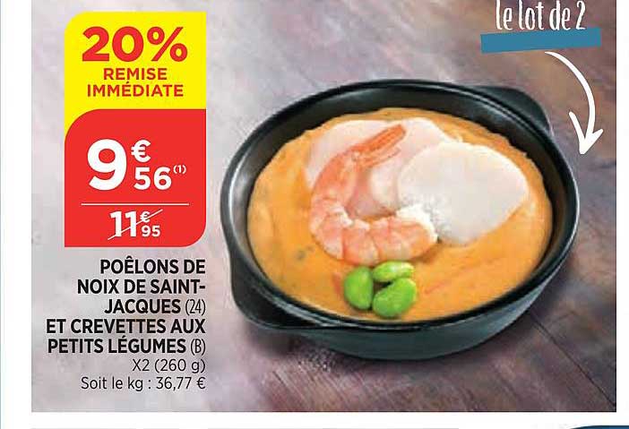 poêlons de noix de saint jacques et crevettes aux petits légumes 20% de remise immédiate