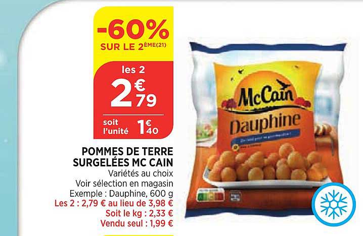 pommes de terre surgelées mc cain -60% sur le 2ème