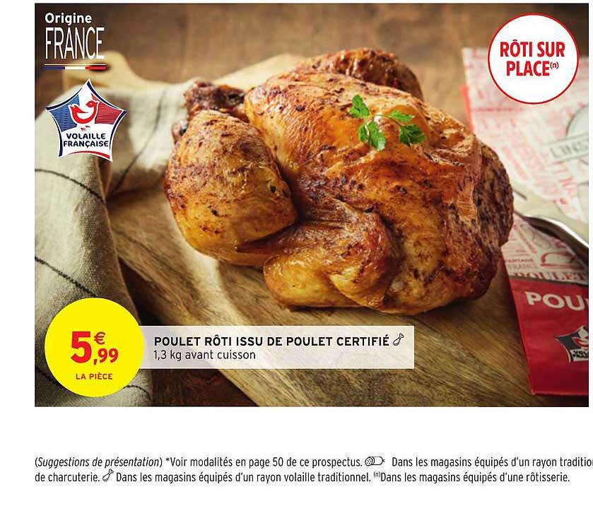poulet rôti issu de poulet certifié