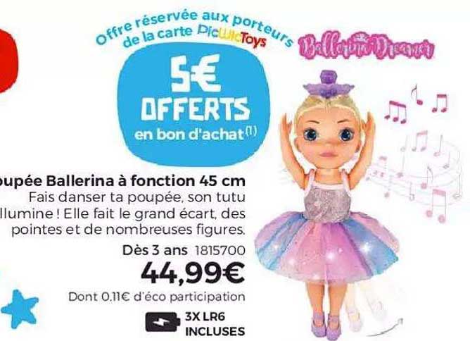 poupée ballerina à fonction 45 cm