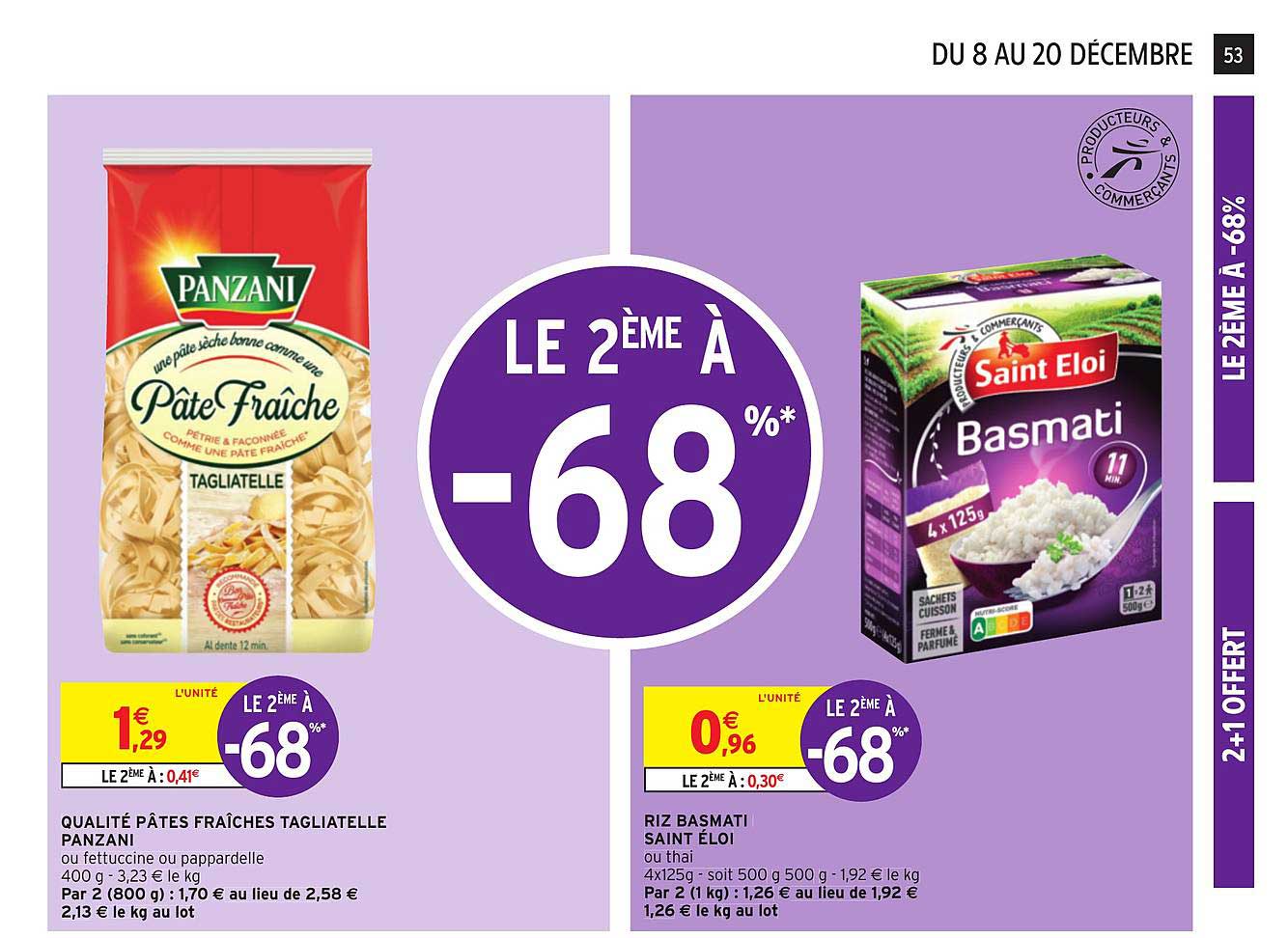 qualité pâtes fraîches tagliatelle panzani, riz basmati saint éloi