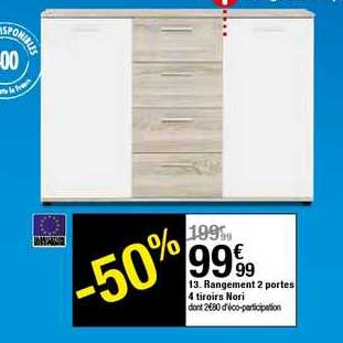 Rangement 2 Portes 4 Tiroirs Nori