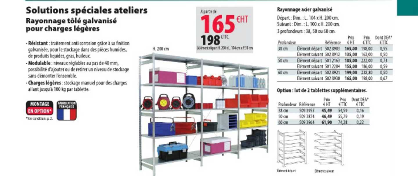 rayonnage tôlé galvanisé pour charges légères