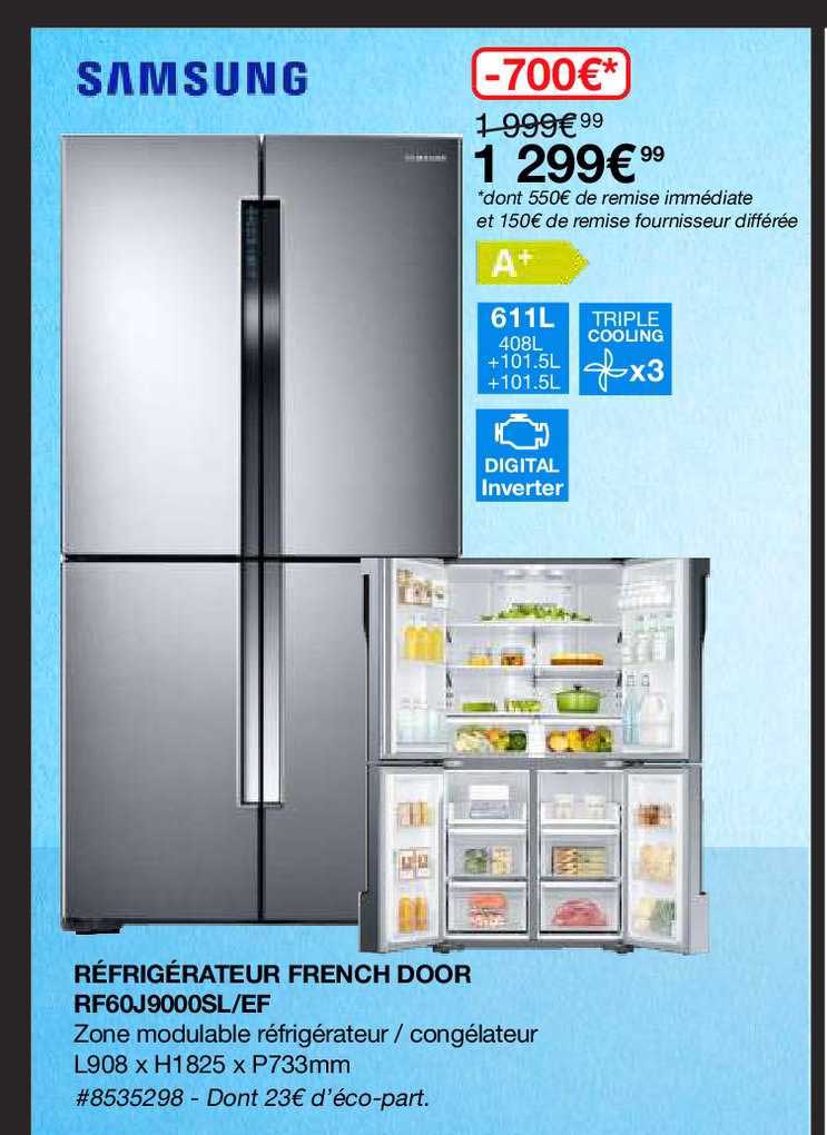 réfrigérateur french door rf60j9000sl-ef samsung