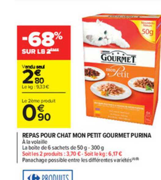 repas pour chat mon petit gourmet purina -68% sur le 2ème