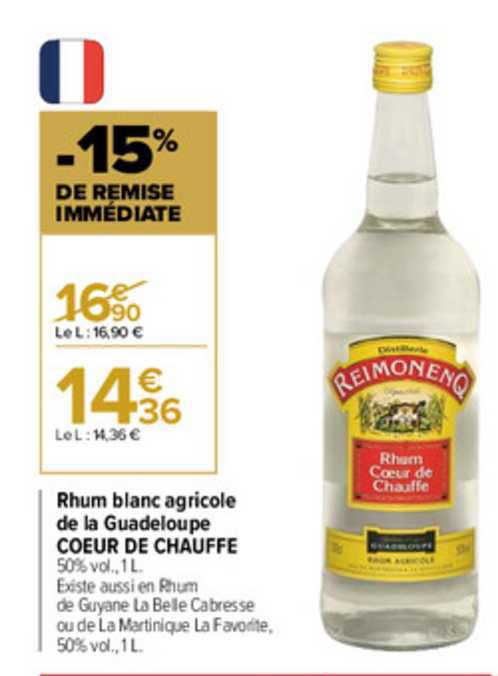 rhum blanc agricole de la guadeloupe cœur de chauffe