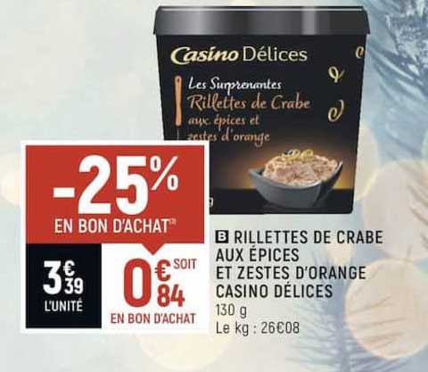 rillettes de crabe aux épices et zestes d'orange casino délices