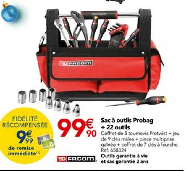 sac à outils probag + 22 outils facom