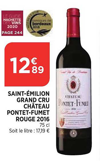 saint émilion grand cru château pontet fumet rouge 2016