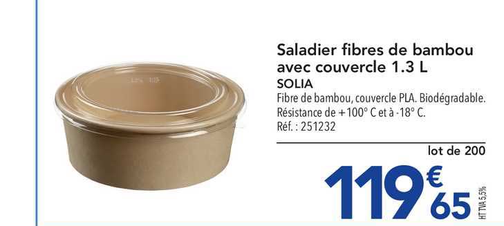 saladier fibres de bambou avec couvercle 1.3 l solia