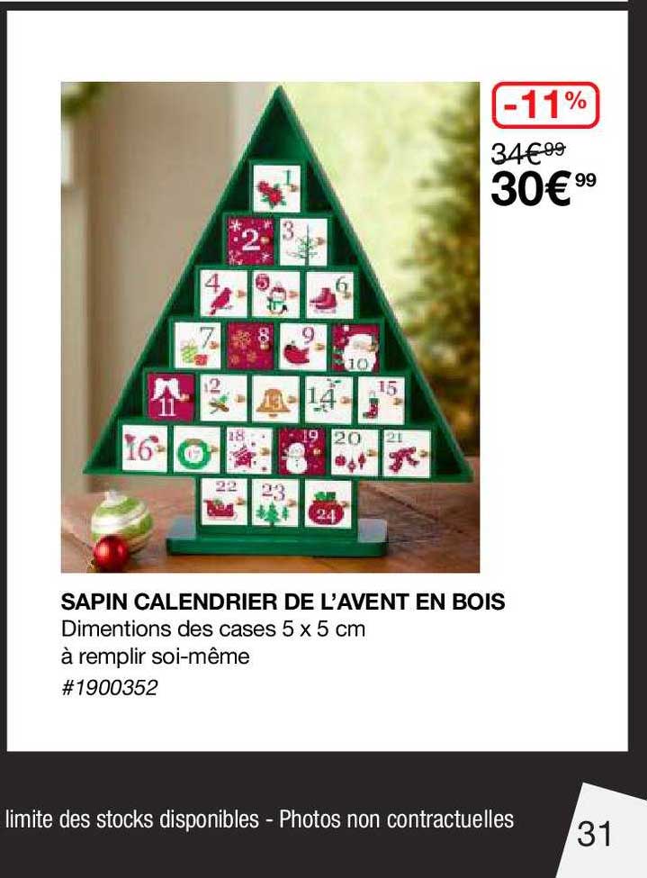 sapin calendrier de l'avent en bois