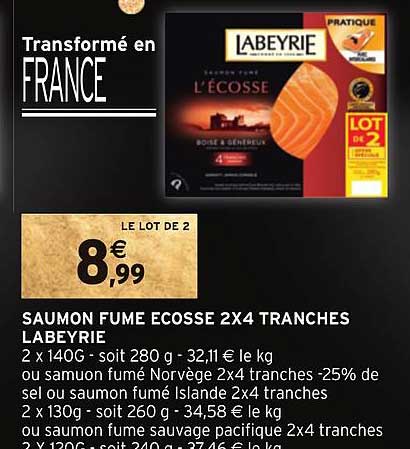 Saumon Fumé Ecosse 2x4 Tranches Labeyrie