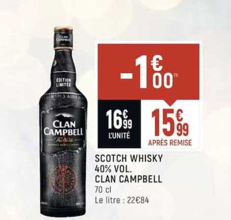 scotch whisky 40% vol. clan campbell