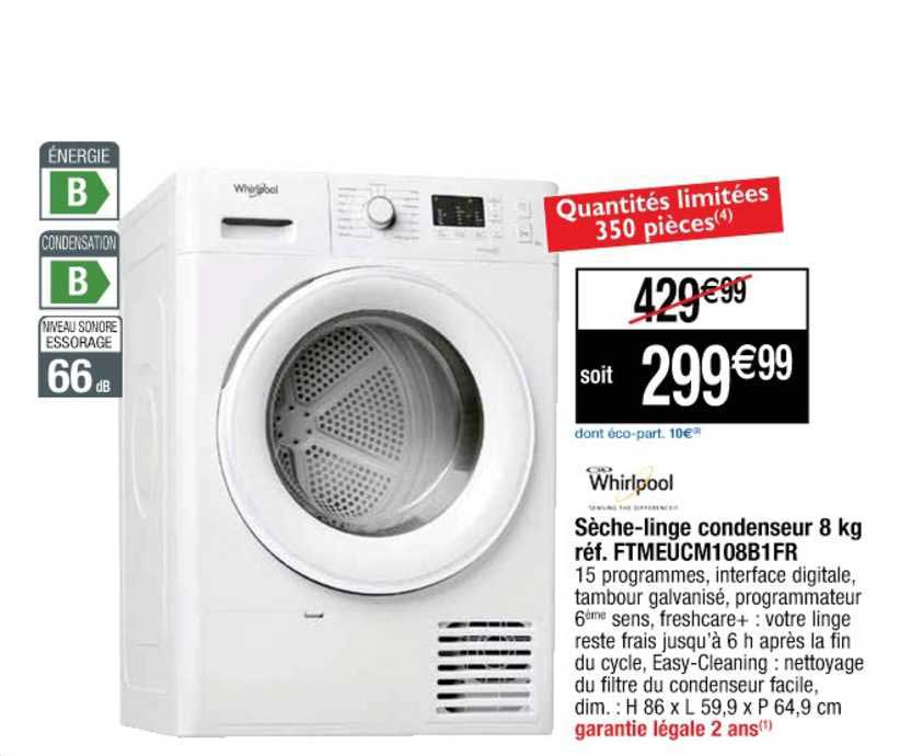 sèche-linge condenseur 8 kg whirlpool