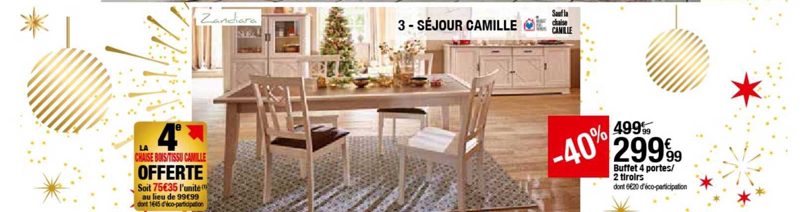 séjour camille : buffet 4 portes - 2 tiroirs