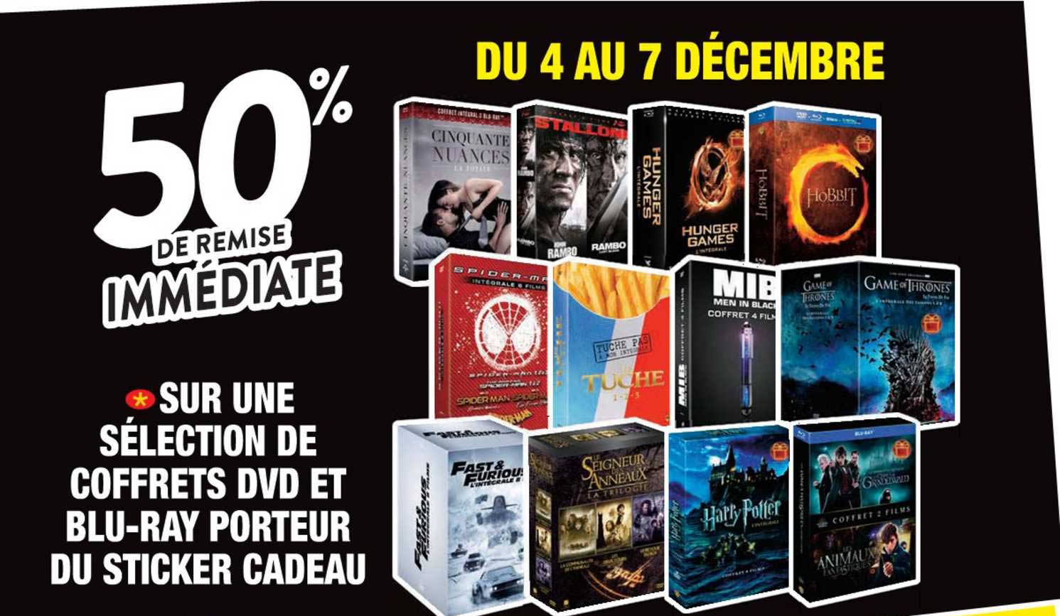 sélection de coffrets dvd et blu ray porteur du sticker cadeau