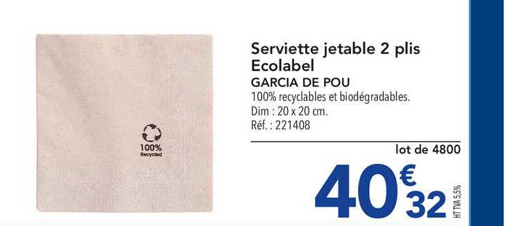 serviette jetable 2 plis ecolabel garcia de pou
