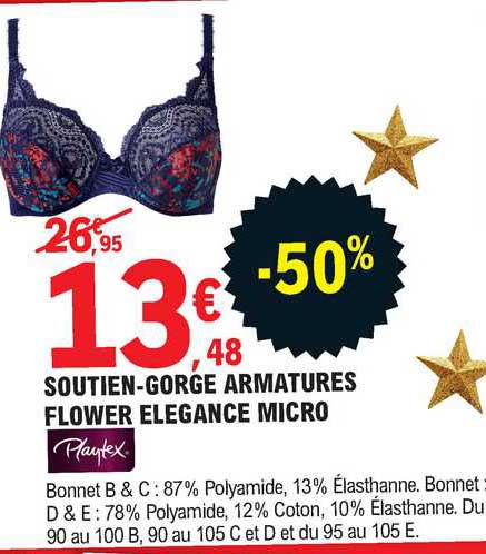 soutien gorge armatures flower elegance micro playtex