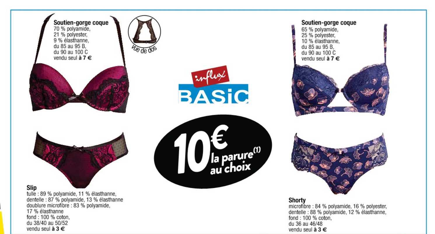 soutien-gorge coque, slip, shorty  influx