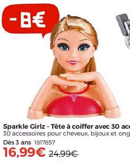 sparkle gilz tête à coiffer avec 30 accessoires