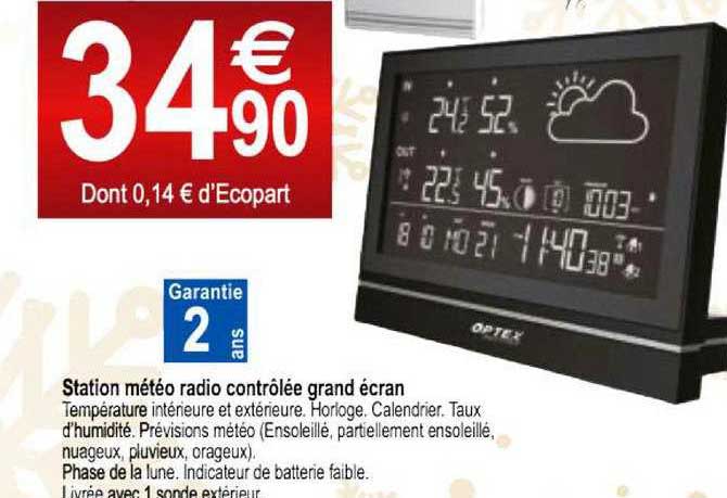 station météo radio contrôlée grand écran