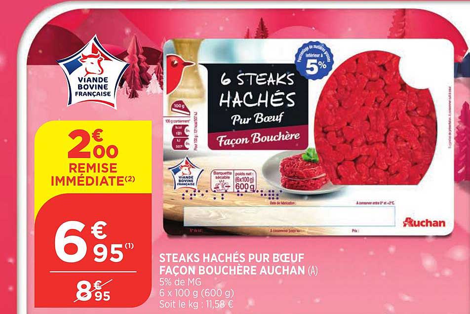 Steaks Hachés Pur Bœuf Façon Bouchère Auchan
