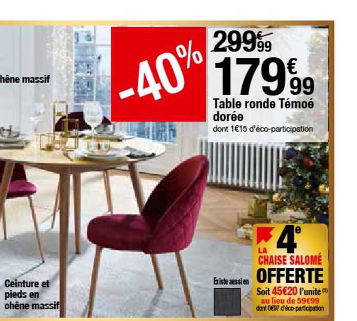 table ronde témoé dorée