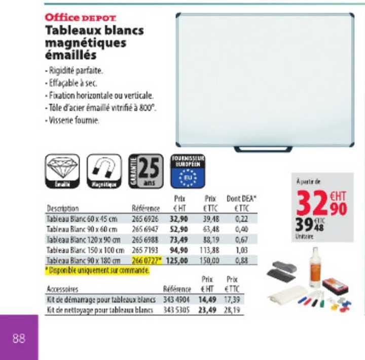 tableaux blancs magnétiques émaillés