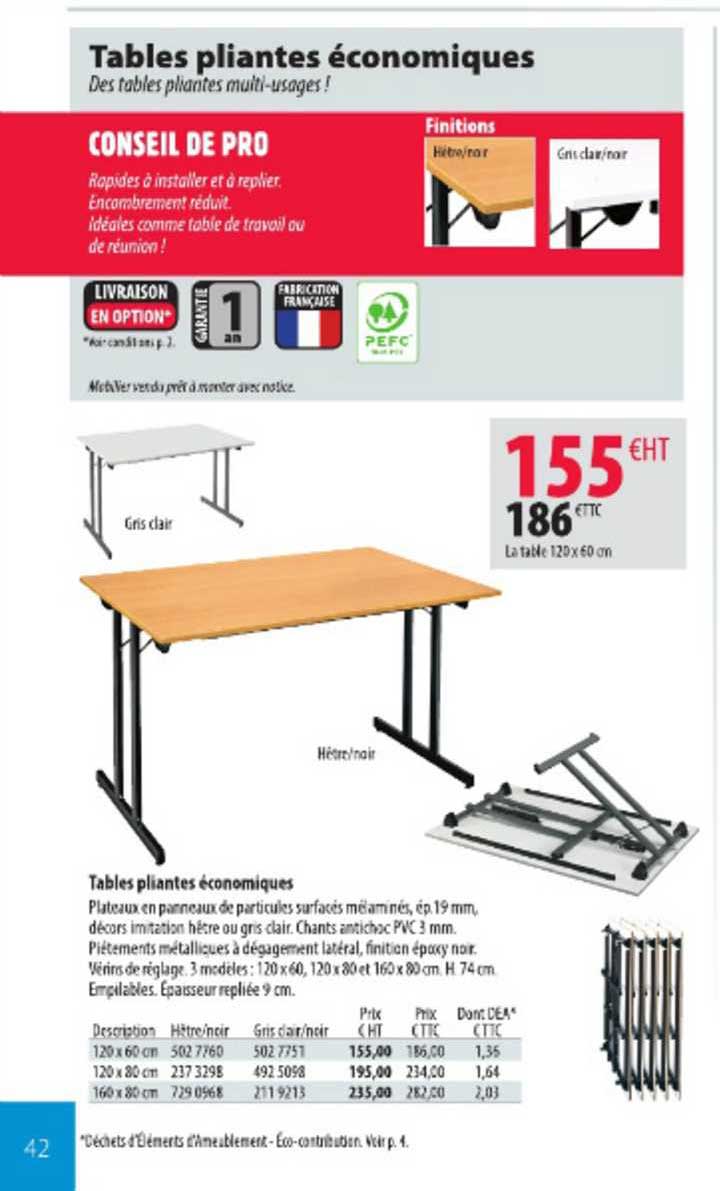 tables pliantes économiques