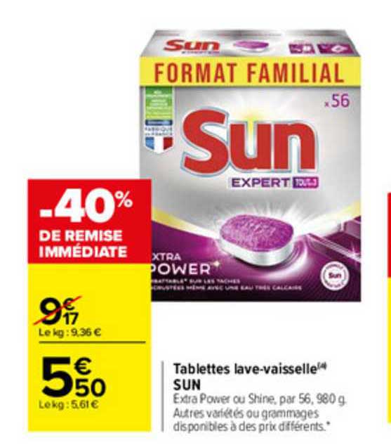 tablettes lave-vaisselle sun