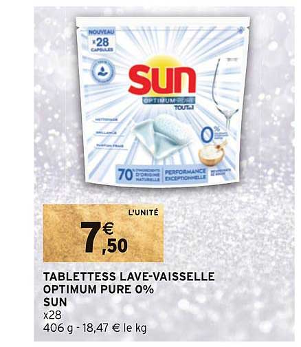 tablettess lave vaisselle optimum pure 0% sun