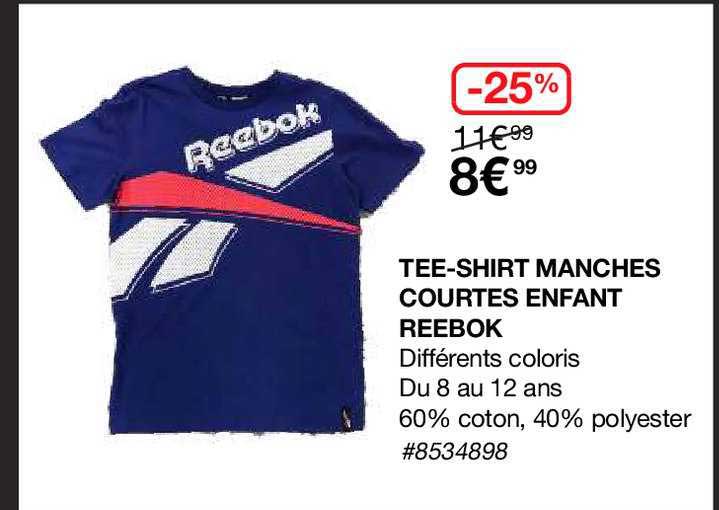 tee-shirt manches courtes enfant reebok