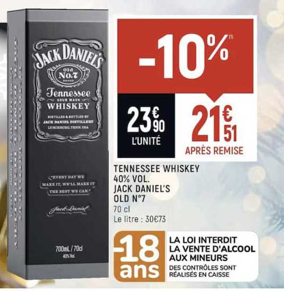 tennessee whiskey 40% vol. jack daniel's old n°7