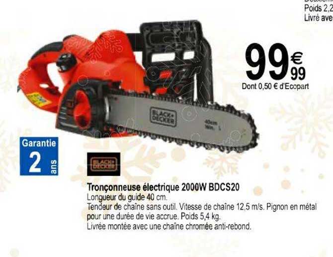 tronçonneuse électrique 2000w bdcs20 black+decker